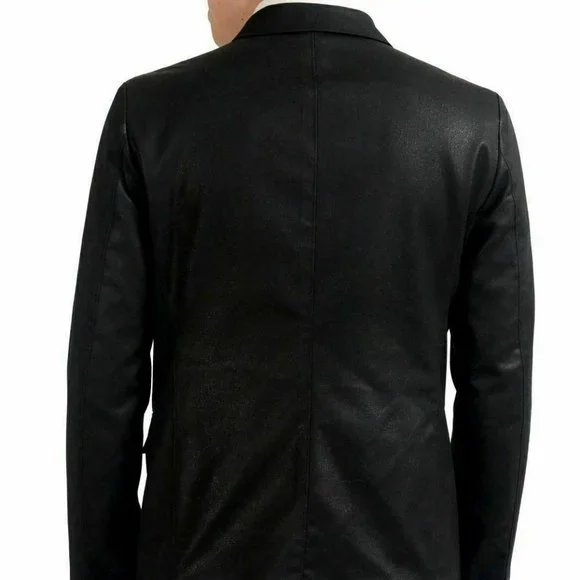 Just Cavalli Men's Wool Shiny Black Two Button Blazer US 38 IT 48